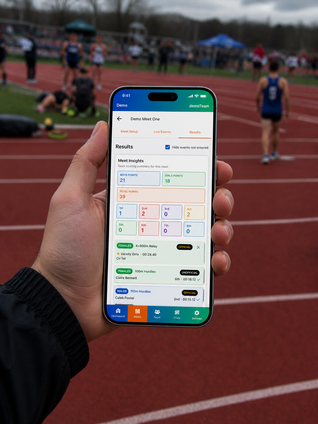 AthletiFlow Track and Field App on iPhone